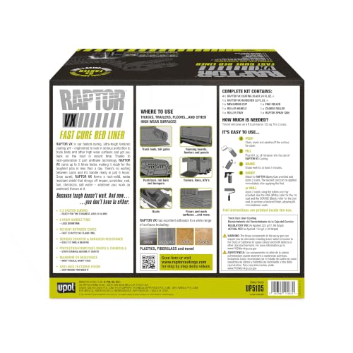 RAPTOR VX Fast Cure Spray & Roll-On Truck Bed Liner Kit, 4 Quarts