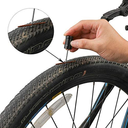 Oumers Tubeless Bike Tire Repair Tool Kit, Bike Tire Punctures with 5PCS Bacon Strips Plus Insertion Tool Tire Repair Fork Reamer - color: 5-black