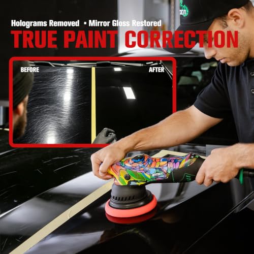 BATOCA P1 Car Buffer Polisher, 1000W High-Torque - 5-Inch 15mm Long-Throw Dual Action Orbital Polisher for Detailing - 6-Speed DA with Anti-Vibration Design & 16.4ft Detachable Cord - Auto, Boat, RV - size: Basic Kit
