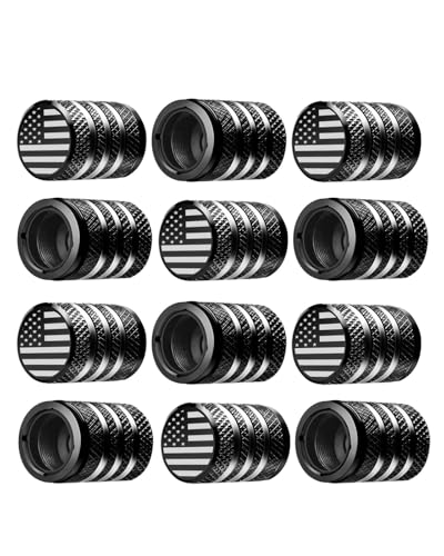 DECURCAR Tire Valve Stem Caps 12 Pack American Flag - Black - color: Black, size: American Flag
