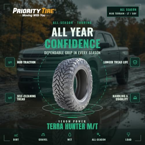 Venom Power Terra Hunter M/T LT33X13.50R20 Mud Terrain 120Q F (12 Ply) Tire - size: 33X13.50R20
