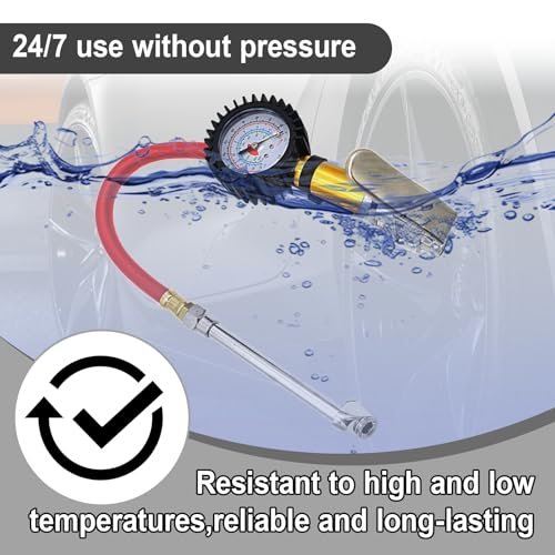 Digital Tire Pressure Gauge with Inflator, 0-220 PSI, Accuracy, Universal Fit Cars and Trucks (Red)