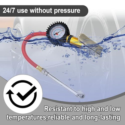 Digital Tire Pressure Gauge with Inflator, 0-220 PSI, Accuracy, Universal Fit Cars and Trucks (Red)