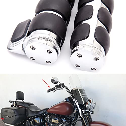 Pair of 1" Dual Chrome Motorcycle Bar End Hand Grips Handlebar Compatible with Cruisers Harley Yamaha Suzuki - color: Chrome#2