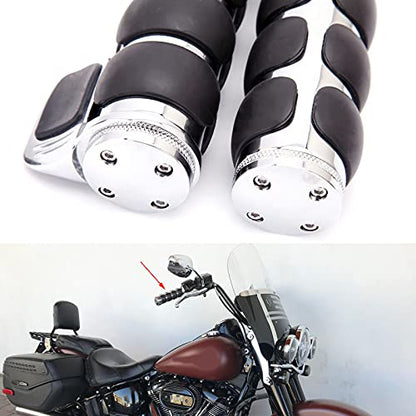 Pair of 1" Dual Chrome Motorcycle Bar End Hand Grips Handlebar Compatible with Cruisers Harley Yamaha Suzuki - color: Chrome#2