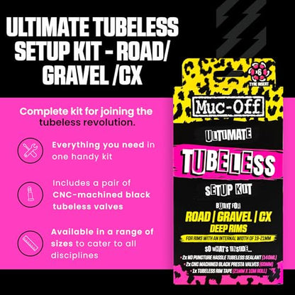 Muc-Off Ultimate Tubeless Setup Kit, Road/Gravel/CX, 60mm - style: Road/Gravel 60mm