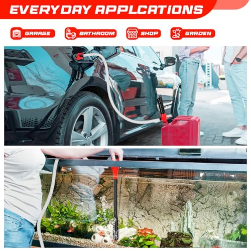 Portable Transfer Pump Battery Operated Electric Siphon Pump for Gas, Fuel, Diesel, Water Transfer 2.4 GPM Flow Oil Extractor, 47" Hose-Easy to Use Hand Fuel Pump, Multi-Use Siphon Transfer Pump(Red) - color: 1 Pack Red