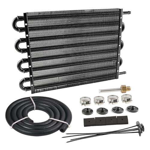 EVIL ENERGY 5/16 in Transmission Oil Cooler Kit, 8 Pass, Black - color: Black, size: 8 Pass