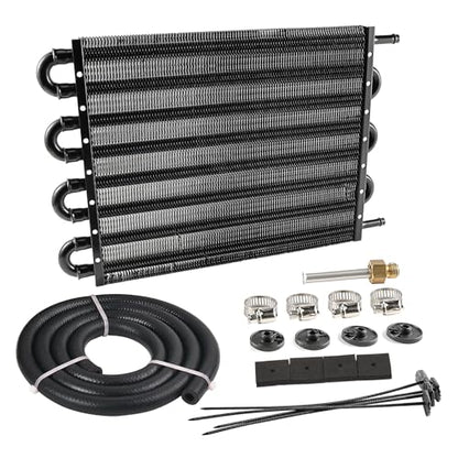 EVIL ENERGY 5/16 in Transmission Oil Cooler Kit, 8 Pass, Black - color: Black, size: 8 Pass