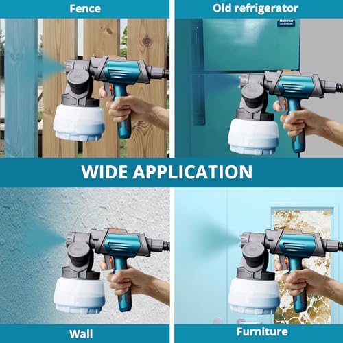 Tilswall Shark800 Paint Sprayer HVLP 800W Electric Spray Paint Gun, Blue - color: Blue