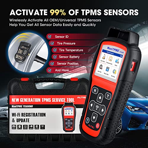 Autel TPMS Programming Tool TS508WF KIT, w/ $300 8PCS Sensor & 4PCS Valves