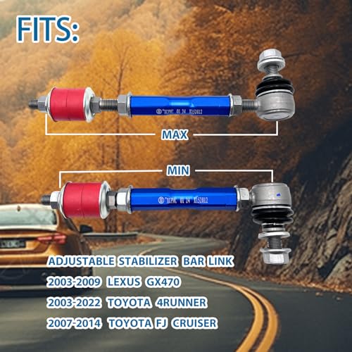 4Set Modified Adjustable Sway Bar 2003-09 Lexus GX470 03-22 Toyota 4Runner - size: 7.48-9.84' / 5.91-7.87'