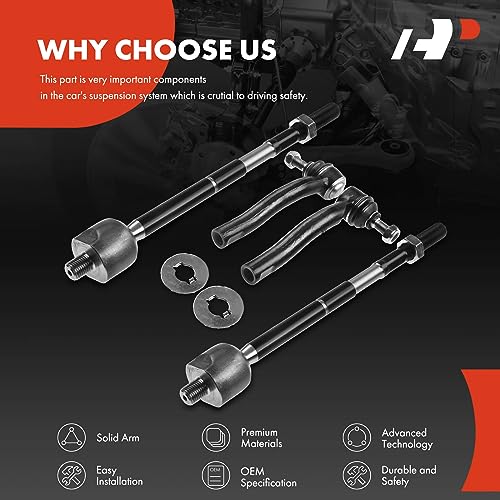A-Premium Front Inner & Outer Tie Rod End Kit Fix Uneven Tire Wear