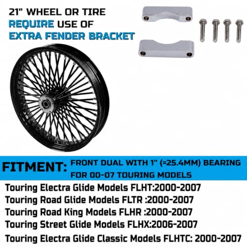 FatFlex Front Wheel for Harley Touring 2000-2007 21” Black Dual Disc - style: 21*3.5'' Black Spokes & Black Rims