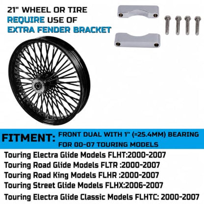 FatFlex Front Wheel for Harley Touring 2000-2007 21” Black Dual Disc - style: 21*3.5'' Black Spokes & Black Rims