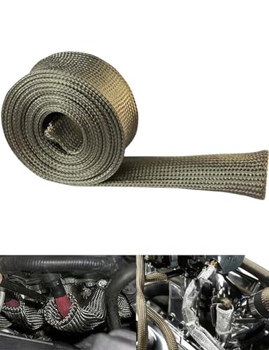 Fuel Line Heat Shield Wire Heat Shield Heat Shield Sleeve Auto Hose Spark Plug Wire Heat Shield diesel heater exhaust sleeve 2500 Degree for Car&Auto Wire Loom Brake Cable (3/4"IDX10',Titanium) - color: Titanium, size: 3/4" IDX10'