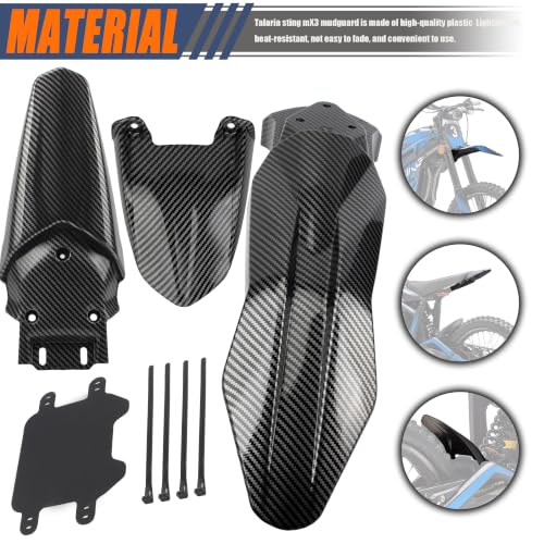 Front Rear Fender Kit Mudguard Number Plate Compatible with Talaria Sting MX3 MX4 MX5 Electric Dirt Pit Bike Motorcycle-Carbon Fiber - color: Fender Set, size: Carbon Fiber