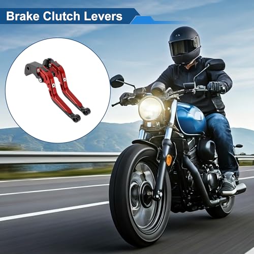 Short/Long Brake Clutch Levers for Suzuki GSXR600 2006-2025 6 Position Adjustable Motorcycle Handlebar Brake Lever Red Handle Black End 1 Pair - color: Red Handle Black End