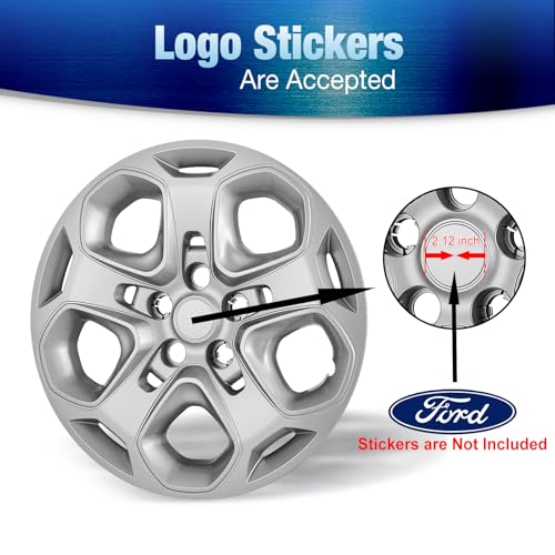17" Hubcaps Wheel Covers for 2010-2012 Ford Fusion, 17 inch Sliver - color: Silver