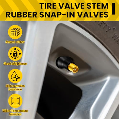 Tallew 400 Pieces TR413 Tire Valve Stems, Rubber Snap-in Tubeless, Black