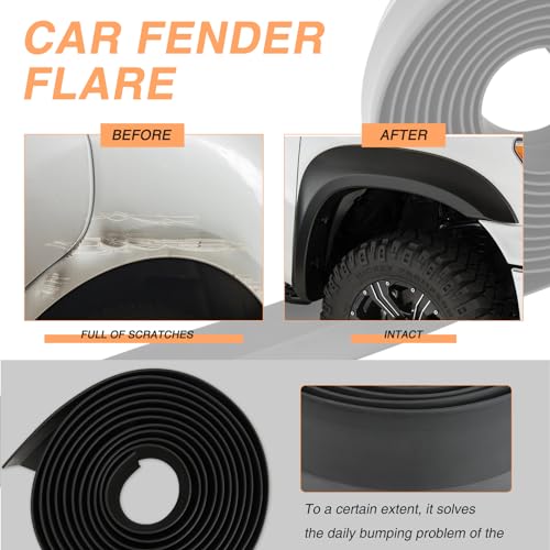 DREAMOTOR Fender Flares Flexible Rubber 2-Inch Fender Extension Wheel Arch PVC Trim Compatible with Jeep Wrangler TJ JK Gladiator Ford F-150 Dodge Ram 1500 Can am Maverick Off-Road SUV Truck Pickup - style: Style 1