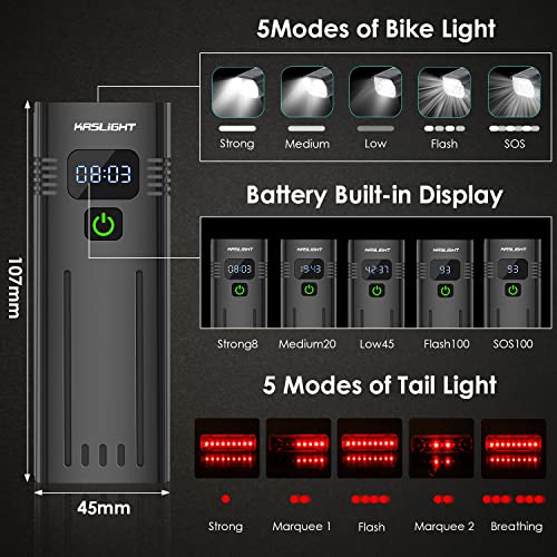 Bike Lights,Bike Light for Night Riding,10000Lumen LED Bike Headlight,Rechargeable Bike Headlight,Bright Bike Lights Front and Back with High Beam&Low Beam Light,Free Taillights - color: BLACK 8 LED