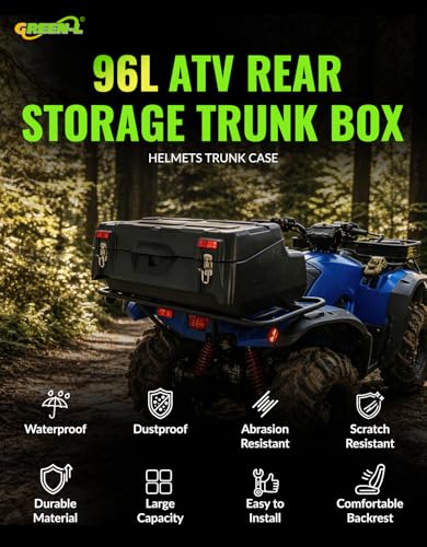 Green-L 96L Universal ATV Rear Rack Cargo Storage Box Trunk Luggage with Passenger Backrest Pad - size: #2-96L