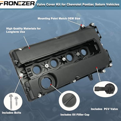 Engine Valve Cover with Gaskets Bolts Oil Filler Cap Compatible with 2011-2020 Chevy Cruze Sonic Trax Aveo, 2008-2009 Saturn Astra, 2009-2010 Pontiac G3 1.6L 1.8L Replace# 55558673 55564395 264-920 - color: Plastic