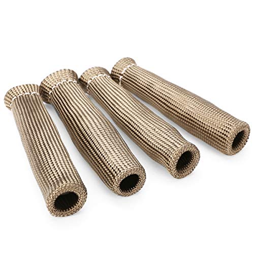 Titanium Spark Plug Wire Boots Thermal Protection Insulator Sleeve, 2500 Degree Heat shield Cover Wrap 6 inch for Car Truck 8PCS - color: Titanium