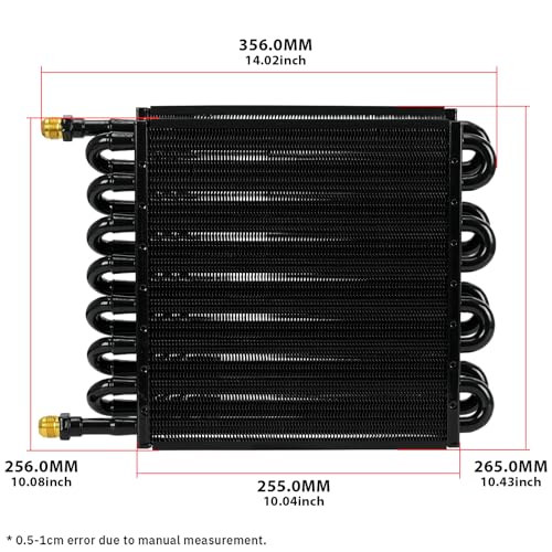 Universal 1/2" Transmission Oil Cooler Aluminium alloy 16 Pass Tube & Fin Black Compatible with 1/2" transmission cooler lines - color: Black, size: 16 Pass