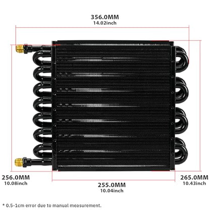 Universal 1/2" Transmission Oil Cooler Aluminium alloy 16 Pass Tube & Fin Black Compatible with 1/2" transmission cooler lines - color: Black, size: 16 Pass