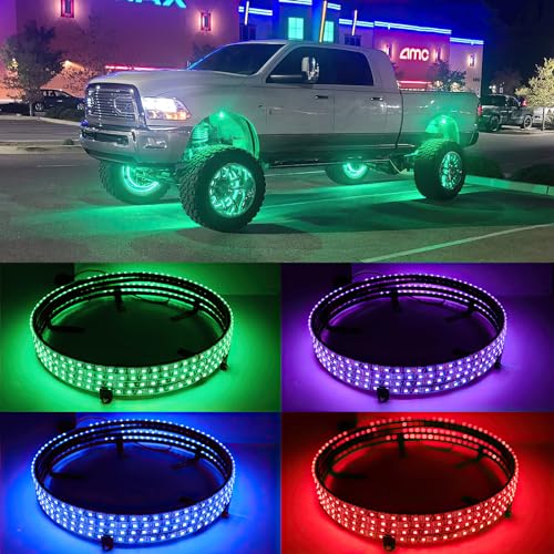 DREAMOTOR 4PCS 17.5" RGB LED Wheel Lights for Truck, Rim Lights for Trucks - size: 17.5 inch - RGB Wheel Lights