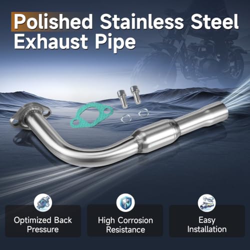 Upgraded Stainless Steel Polished Exhaust Pipe For Predator 212cc 196cc - color: Silver