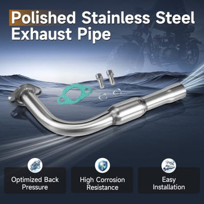 Upgraded Stainless Steel Polished Exhaust Pipe For Predator 212cc 196cc - color: Silver