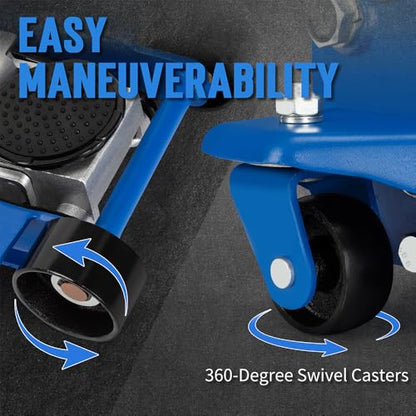 AAIN Hydraulic Low Profile Service/Floor Jack with Dual Piston Quick Lift Pump, 4 Ton (8,000 lb) Capacity, Blue - color: Blue, style: 4 ton