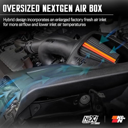 K&N NextGen Cold Air Intake System: Dry-Flow Cotton Filter: Compatible with 2021-2025 FORD F150; F150 Raptor; 50-2617D - style: NextGen Dryflow