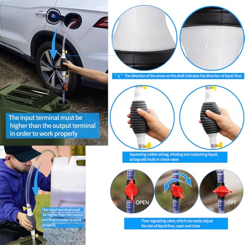 Multifunction Liquid Sucker Pump High Flow Manual Fuel Pump 9.8 Ft Hose -Portable Hand Siphon Transfer Pump Kit fit for Gasoline Oil Diesel Water Liquid Fluid