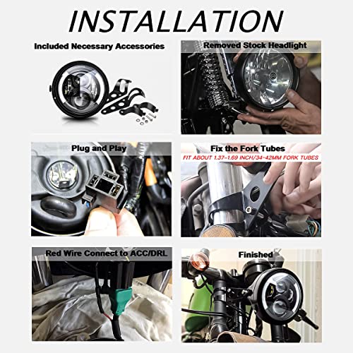 7 Inch Round LED Motorcycle Headlight with Housing Bucket Amber Turn Signal Lights & White DRL Angle Eyes for H-arley Yamaha Kawasaki Honda Street Bike Front Headlamp - size: 7 Inch LED Motorcycle Headlight Turn Signal DRL