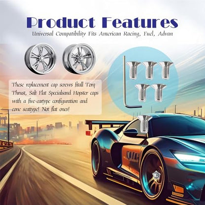 30-Pack 970076 Wheel Center Cap Screws with Allen Wrench, Fit for American Racing Torq Thrust Wheels, Fuel, Advan Racing