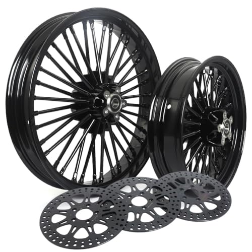 TOFR 21x3.5 16x3.5 Black Wheels w/ 11.5 Rotors For Harley Touring 2000-2007 - color: Black Wheels + Black Rotors, size: Front:21x3.5 Rear:16x3.5