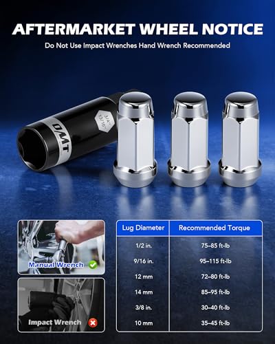 OMT 1/2"-20 Lug Nuts with Cone Seat, 20pcs Lug Nuts Set with 1 Socket Key - color: Silver, size: 1/2"-20, style: 20Pcs 1.89"Long
