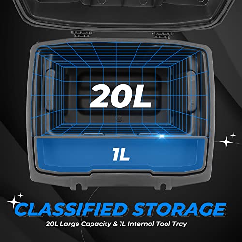 KEMIMOTO 21L/5.5Gal UTV Bed Storage Box w/Top Tool Tray