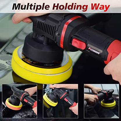 AOBEN Car Buffer Polisher,6 inch Dual Action Polisher,Random Buffer Polisher kit with 6 Variable Speed 1000-4500rpm,Detachable Handle,4 Buffing Pads for Car detailing Polishing and Waxing - size: AT3501-7