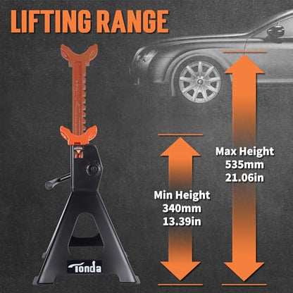 TONDA Jack Stands 3 Ton, Extra Tall, 13.39-21.06 in, 1 Pair