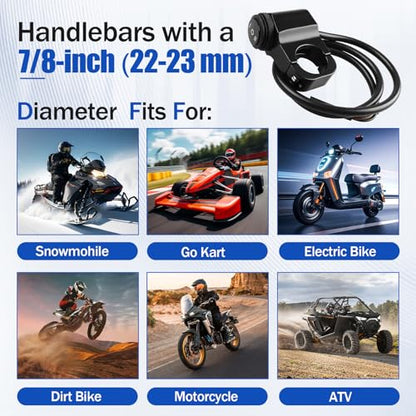 3-Speed Adjustment Motorcycle Headlight Switch 12v 7/8" 22-23mm Waterproof Motorcycle ATV UTV Handlebar On-Off-On Control（Black）