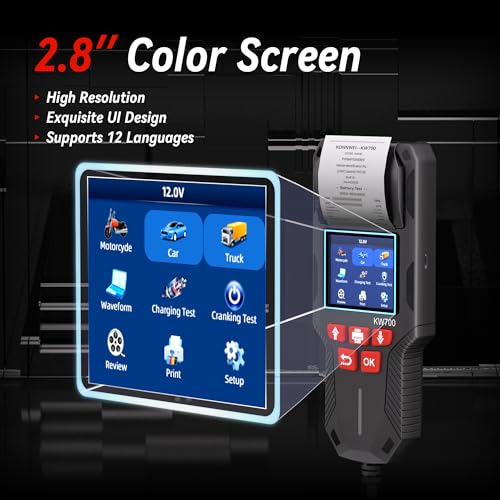 KONNWEI KW700 Car Battery Tester with Printer 12V/24V Battery Load Tester