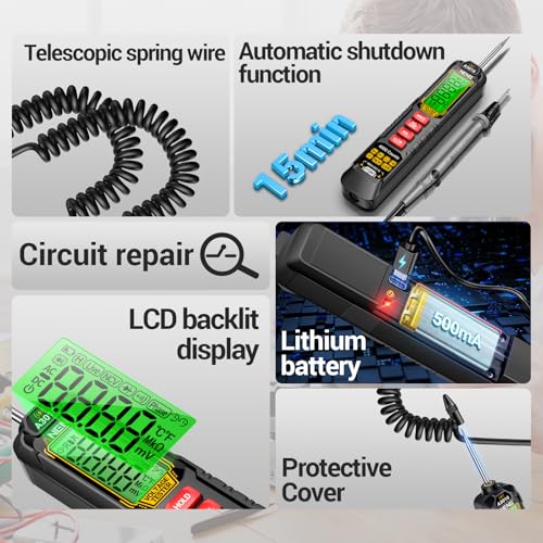 ANENG 0.5V-600V Multimeter, AC/DC Automotive Test Light, Circuit Tester Pen - style: A3016 Rechargeable Version