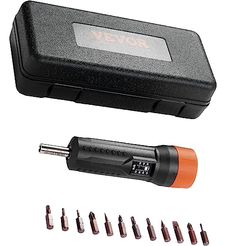 VEVOR 1/4" Drive Torque Screwdriver Wrench Set | 10-70 in-lbs Torque Adjustment Range | 1 in-lb Increment Torque Screwdriver | Driver Bits Set with View Window, 12 Bits & Case, Magnetic Function - size: Magnetic 10-70 in-lb