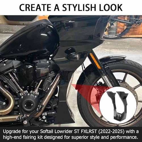 Motorcycle Fairing Chin Spoilers Cover Kit Fits for Harley Softail Low Rider FXLRST 2022-2024 and FXRST 2022,Fairing Support Side Panel (Gloss Black) - color: Gloss black