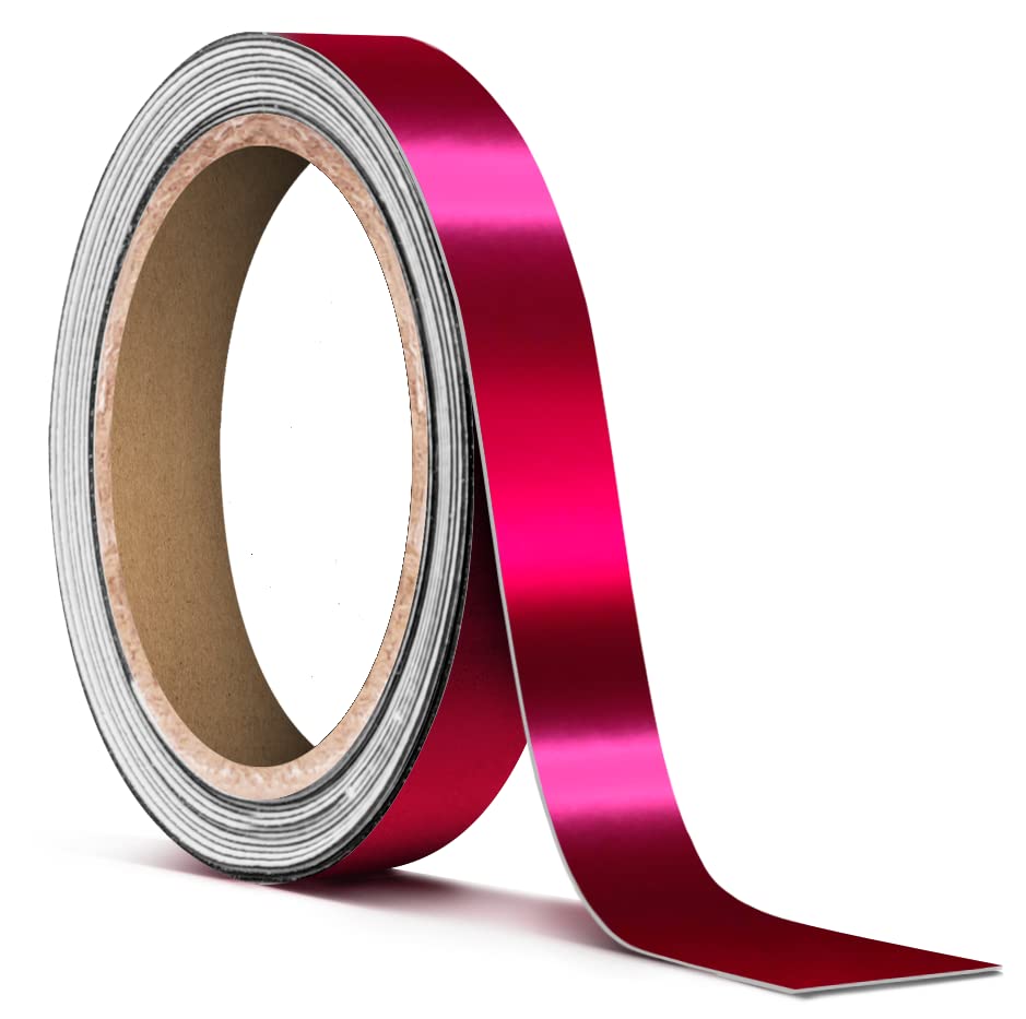 VViViD Satin Chrome Pink Air-Release Adhesive Vinyl Pinstripe Tape Roll (½ Inch x 20ft) - size: ½” x 20ft